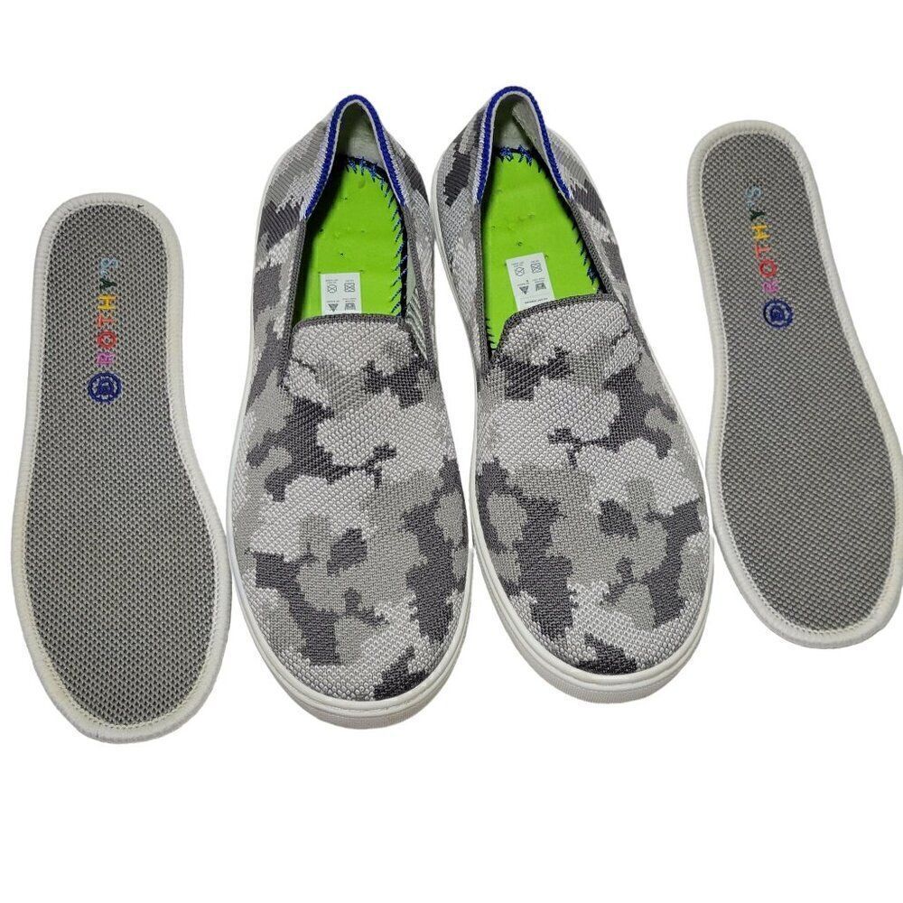 Rothy's Sneakers‎ Youth Kids Size 4 Gray Camo Recycled Slip On Comfort Shoe EUC